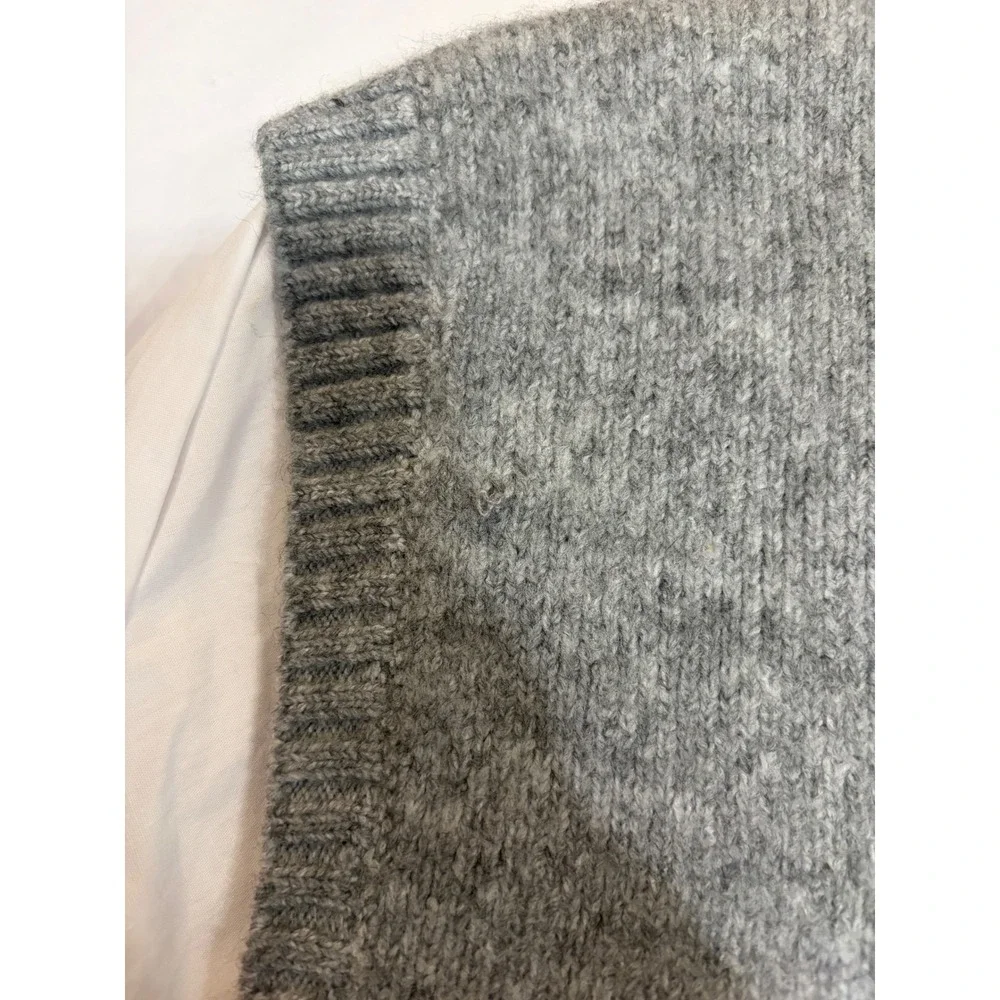 NEW VICI Grey Knit Sweater Vest White Button Down Layered Tie Back Top Small - Picture 12 of 13